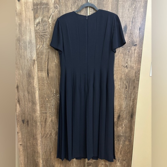 Talbots Vintage Pleated Maxi Dress Faux Buttons Navy Women's Size 12 - Picture 6 of 13